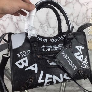 Balenciaga City Graffiti Handbag Leather Small